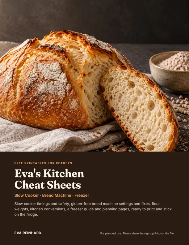 Cover of Eva's Kitchen Cheat Sheets printable PDF